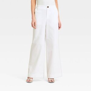 Open Box - A New Day - Women's Faux Linen Trousers - A New Day White 10 White